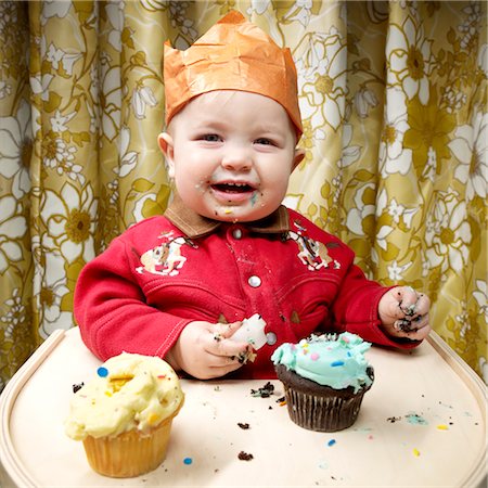 Baby Eating Cupcakes Stock Photo - Rights-Managed, Code: 700-02693927