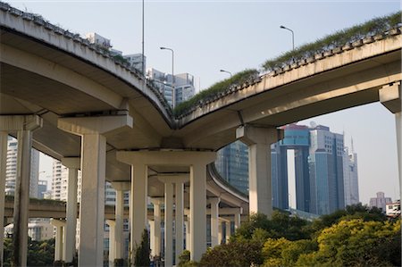 freeway and city and sky - Overpass, Shanghai, China Stock Photo - Rights-Managed, Code: 700-02700789