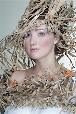 Portrait of Woman Wearing Outfit Made Out of Recycled Cardboard Stock Photo - Rights-Managed, Code: 700-02701007