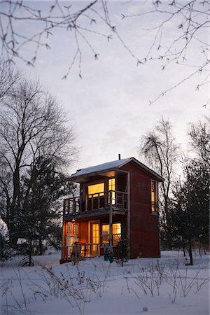 snow covered cottage - Cabin in Winter, Prince Edward County, Ontario, Canada Stock Photo - Rights-Managed, Code: 700-02738082