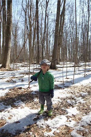 paseo por el bosque - Boy Standing in Forest Foto de stock - Con derechos protegidos, Código: 700-02738114