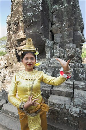 Danseuse, Temple du Bayon, ville de Angkor Thom, Siem Reap, Cambodge Photographie de stock - Rights-Managed, Code: 700-02738482