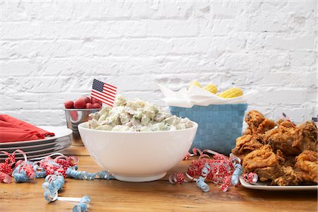 fried chicken - Table Set For Fourth of July Feast Stock Photo - Rights-Managed, Code: 700-02738537