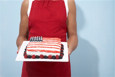 raspberry, blueberry, blackberry - Woman Holding Fourth of July Cake Stock Photo - Rights-Managed, Code: 700-02738548