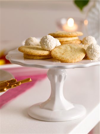 platter food party - Tray of Coconut Macaroons and Citrus Sugar Cookies Stock Photo - Rights-Managed, Code: 700-02756839