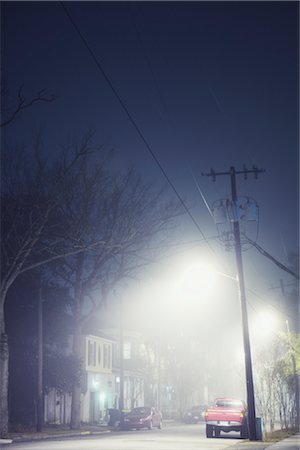 Straße in der Nacht in Savannah, Georgia, USA Stockbilder - Lizenzpflichtiges, Bildnummer: 700-02786857