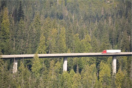 shipping transport truck from above - Transport Truck Crossing Bridge, Interstate 90, Snoqualmie Pass, Washington, USA Stock Photo - Rights-Managed, Code: 700-02798047