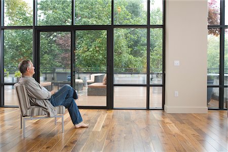relaxing wood floor guy - Man at Home Stock Photo - Rights-Managed, Code: 700-02798041