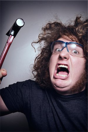 angry Man with Hammer Stock Photo - Rights-Managed, Code: 700-02798083