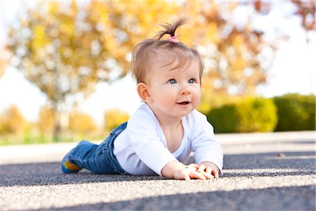 ponytail babies - Portrait of Baby Girl Stock Photo - Rights-Managed, Code: 700-02791577