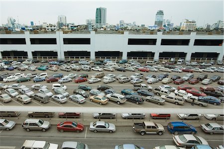 parking lot overhead - Parking Lot at Bus Terminal, Bangkok, Thailand Stock Photo - Rights-Managed, Code: 700-02828438