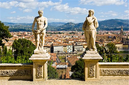 formal italian gardens - View of Statues From Boboli Gardens, Florence, Tuscany, Italy Stock Photo - Rights-Managed, Code: 700-02828636