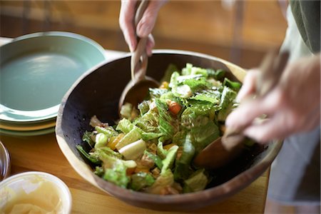 salad bowl top view - Tossing Salad Stock Photo - Rights-Managed, Code: 700-02833466