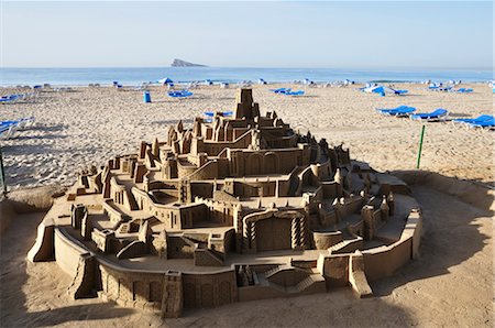 summer castle - Sandcastle on Playa de Levante, Benidorm, Marina Baixa, Costa Blanca, Alicante, Valencian Community, Spain Stock Photo - Rights-Managed, Code: 700-02833837