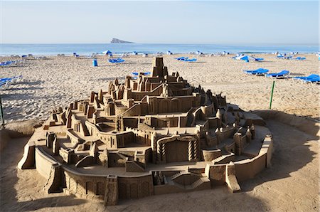 simsearch:700-02833939,k - Sandcastle on Playa de Levante, Benidorm, Marina Baixa, Costa Blanca, Alicante, Valencian Community, Spain Stock Photo - Rights-Managed, Code: 700-02833837