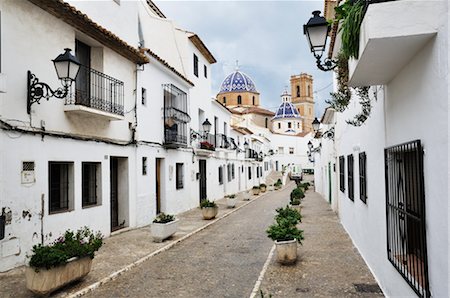 spanish street architecture - Street in the Old Town of Altea, Costa Blanca, Alicante, Spain Stock Photo - Rights-Managed, Code: 700-02833841