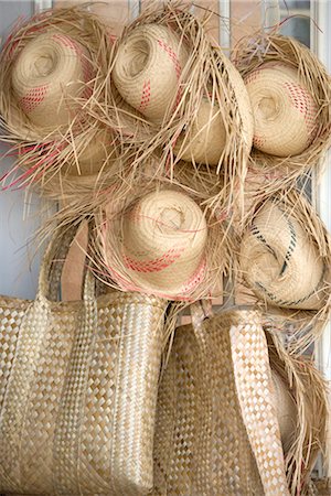 Paille chapeaux et sacs à vendre, Grand Bahama Island, Bahamas Photographie de stock - Rights-Managed, Code: 700-02887343