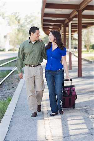 suitcase railway track - Couple at Train Station Stock Photo - Rights-Managed, Code: 700-02883124