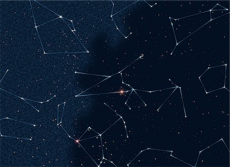 Constellation du taureau avec son étoile principale Aldebaran Glowing Orange Photographie de stock - Rights-Managed, Code: 700-02912196