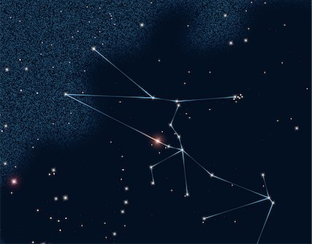 science and background - Constellation Taurus With Its Main Star Aldebaran Glowing Orange Stock Photo - Rights-Managed, Code: 700-02912200