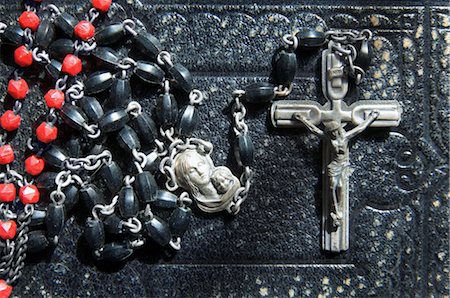 Close-up of Rosary Laying on Bible Stock Photo - Rights-Managed, Code: 700-02935836