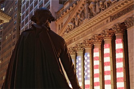 George Washington Statue and New York Stock Exchange, Manhattan, New York, New York, USA Foto de stock - Con derechos protegidos, Código: 700-02957738