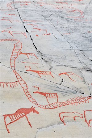 pictografía - Prehistoric Rock Carvings, Alta, Norway Foto de stock - Con derechos protegidos, Código: 700-02967613
