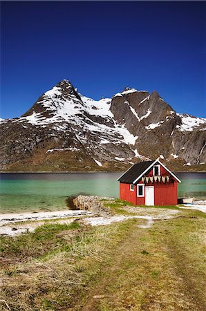 Cabane à pêche et vue panoramique, Raftsund, Lofoten, Norvège Photographie de stock - Rights-Managed, Code: 700-02967706