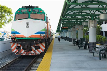 railway track in america - Tri-Rail Train Running From Miami to West Palm Beach, Florida, USA Stock Photo - Rights-Managed, Code: 700-02972796