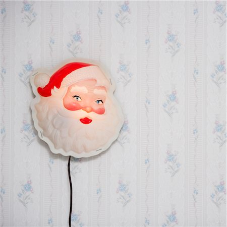 retro christmas images - Light-up Santa Face Stock Photo - Rights-Managed, Code: 700-02972948