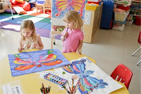 pictures of girls brushing blonde hair - Students in Art Class Stock Photo - Rights-Managed, Code: 700-02989962