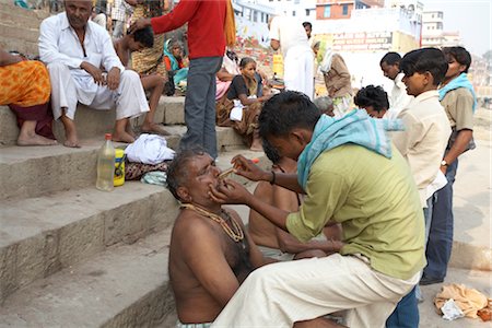 simsearch:700-03004194,k - Man getting a Shave, Varanasi, Uttar Pradesh, India Stock Photo - Rights-Managed, Code: 700-03004229