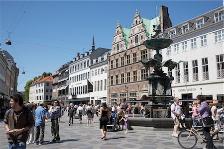 street daylight europe city stores - Stroeget Shopping District, Copenhagen, North Sealand, Denmark Stock Photo - Rights-Managed, Code: 700-03003590