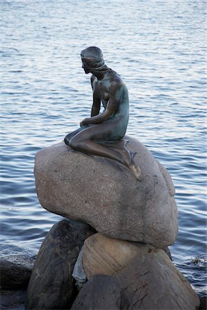 sirena - Little Mermaid Statue, Langelinie, Copenhagen, North Sealand, Denmark Fotografie stock - Rights-Managed, Codice: 700-03003609