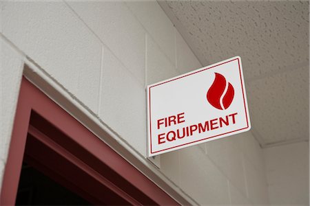 door equipment - Fire Equipment Sign in School Stock Photo - Rights-Managed, Code: 700-03003768