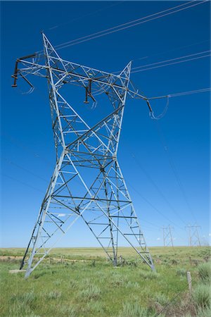 power lines in the sky - Hydro Towers in the Colorado Prairies, USA Stock Photo - Rights-Managed, Code: 700-03017667