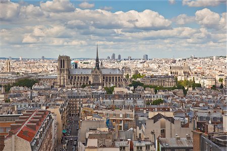 roof tops city scape - Notre Dame De Paris, Paris, Ile de France, France Stock Photo - Rights-Managed, Code: 700-03018152