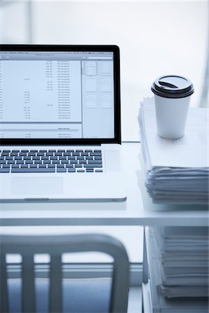 paper stacked - Laptop Computer and Coffee Cup Stock Photo - Rights-Managed, Code: 700-03058965