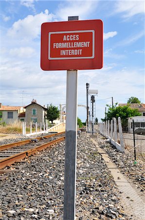 railway track sky - No Entry Sign by Train Tracks Stock Photo - Rights-Managed, Code: 700-03053983