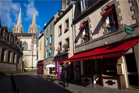 french sidewalk cafe - Quimper Cathedral, Quimper, Finistere, Brittany, France Stock Photo - Rights-Managed, Code: 700-03068111