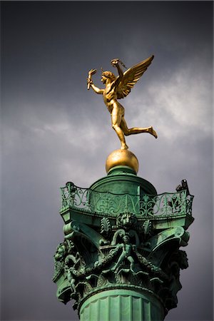 Genie de la Liberte atop the Colonne de Juillet, Place de la Bastille, Paris, France Stock Photo - Rights-Managed, Code: 700-03068459