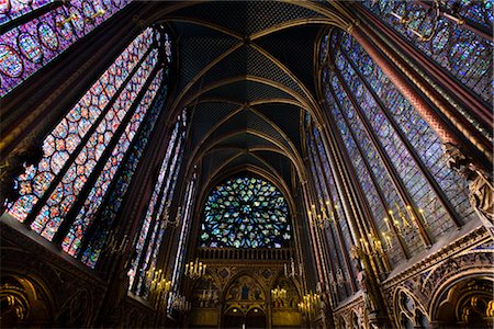 stained glass church interior - Sainte-Chapelle, Paris, France Stock Photo - Rights-Managed, Code: 700-03068504