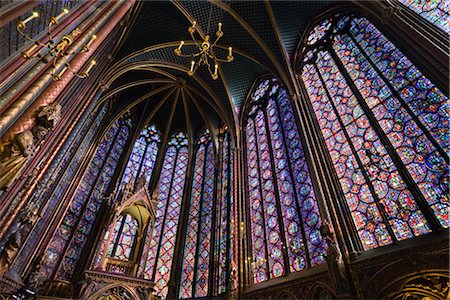 stained glass church interior - Sainte-Chapelle, Paris, France Stock Photo - Rights-Managed, Code: 700-03068503