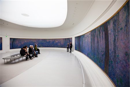 person inside of art gallery - Monet's Water Lily Paintings, Known as the Nympheas at Musee de l'Orangerie, Paris, France Stock Photo - Rights-Managed, Code: 700-03068601