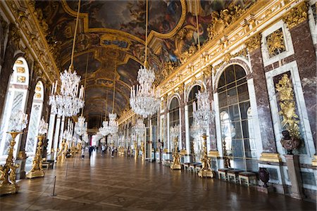 palace interior - Hall of Mirrors, Palace of Versailles, Ile de France, France Foto de stock - Con derechos protegidos, Código: 700-03068824