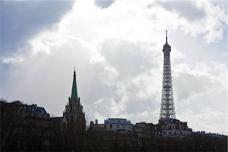 silhouette famous building - Eiffel Tower, Paris, France Stock Photo - Rights-Managed, Code: 700-03068998