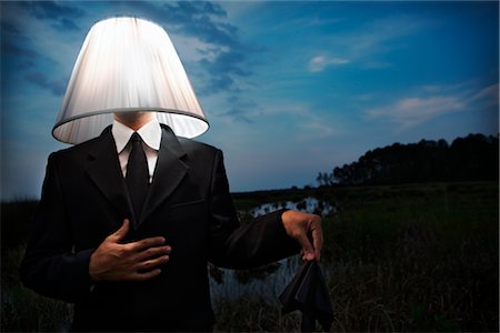 perplex - Businessman Wearing Lampshade Stock Photo - Rights-Managed, Code: 700-03075210