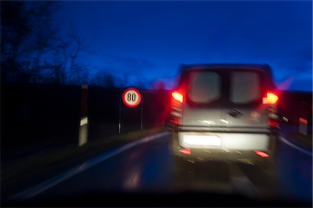 evening road with car lights - Road at Night Stock Photo - Rights-Managed, Code: 700-03075391