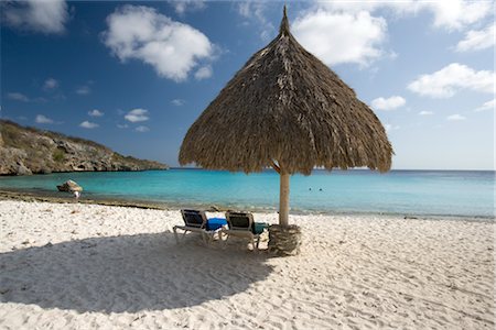 strandschirm - Palapa am Strand, Curacao, Niederländische Antillen Stockbilder - Lizenzpflichtiges, Bildnummer: 700-03075707