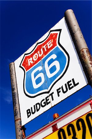 route 66 - Signe de la Station d'essence sur la Route 66, Conway, Texas, USA Photographie de stock - Rights-Managed, Code: 700-03075748